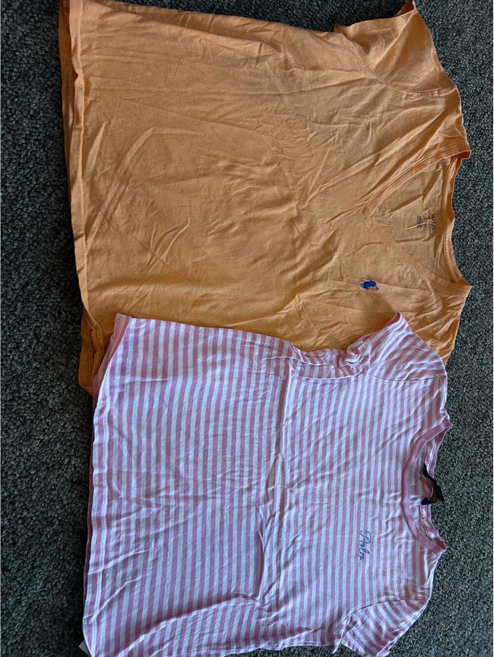 Polo Ralph Lauren Girls's T-Shirts, Size XL, Orange V-Neck & Pink Striped